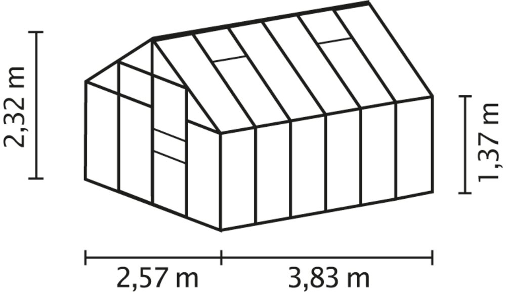 Växthus Merkur 9900 svart/poly med sockel