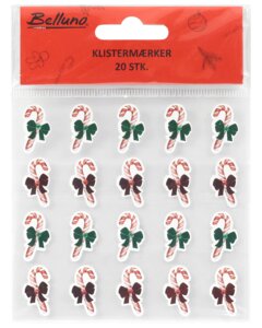 Klistermærker julestokke 20 stk.