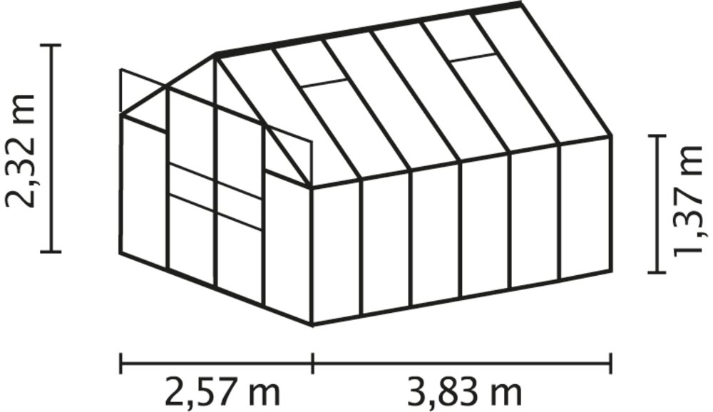 Växthus Mars 9900 svart med sockel