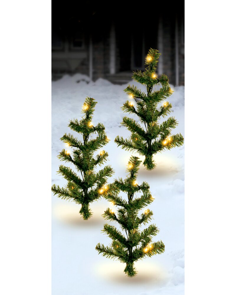 Nowel Grantræer med LED 60 cm 3-pak