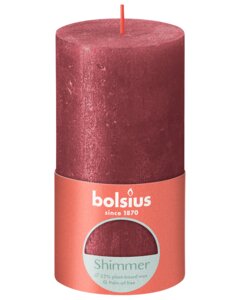 bolsius Bloklys shimmer H.13 cm - rød