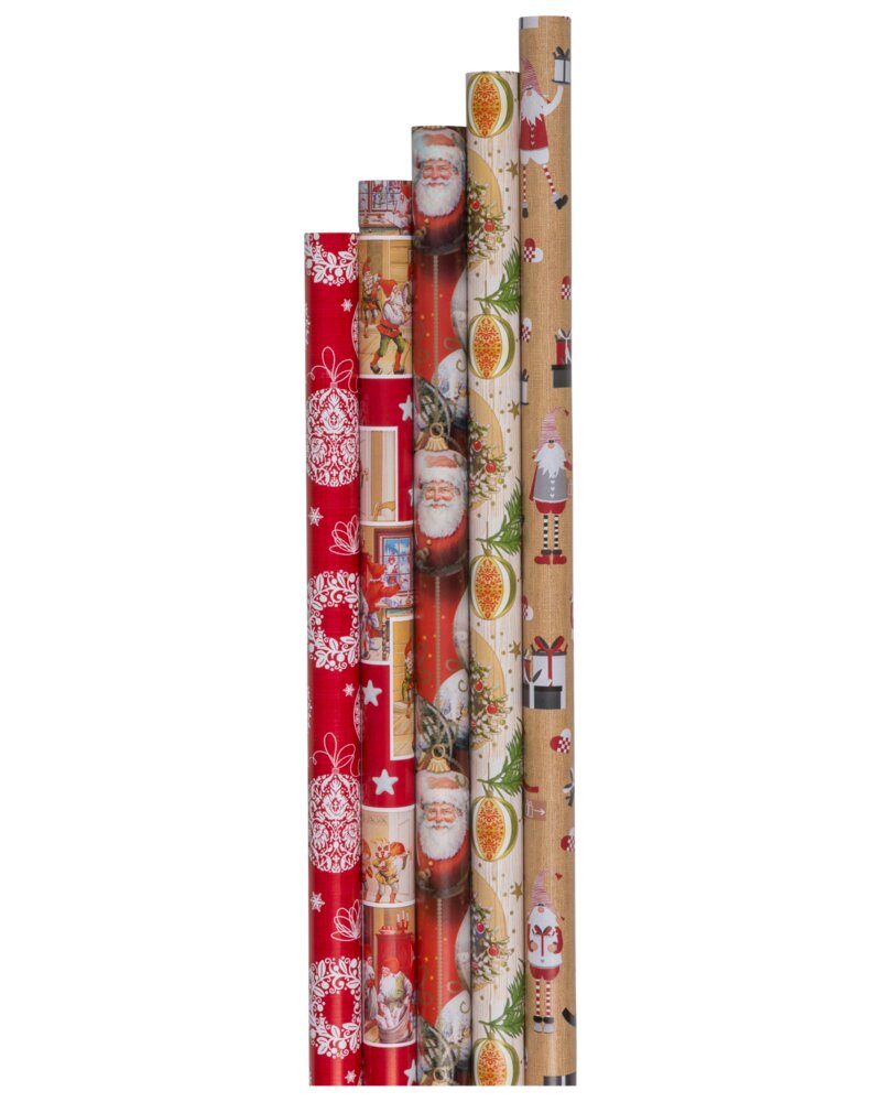 Gavepapir 5 m assorterede julemotiver