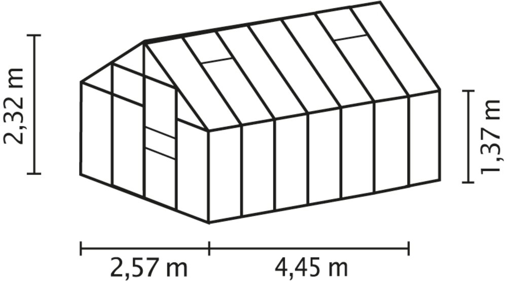 Växthus Merkur 11500 svart/poly med sockel