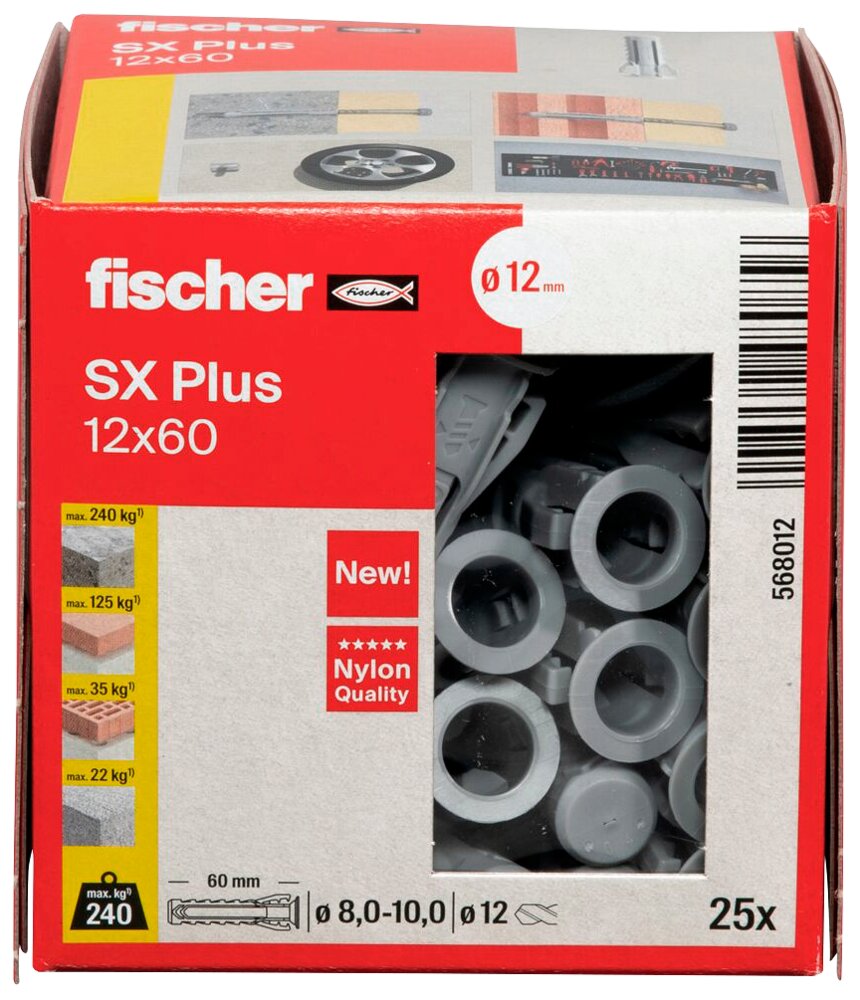 Fischer Uni plug SX plus 12 x 60  mm 25 stk.