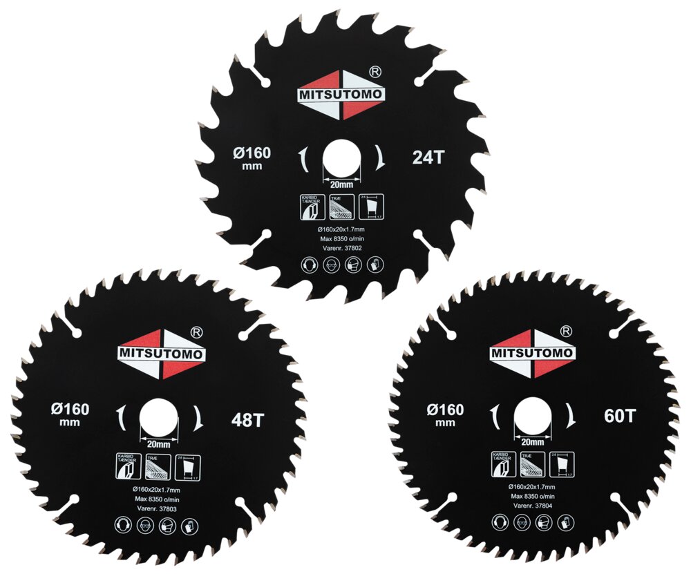 Sågklinga cirkelsåg 160x20 mm 3-pack