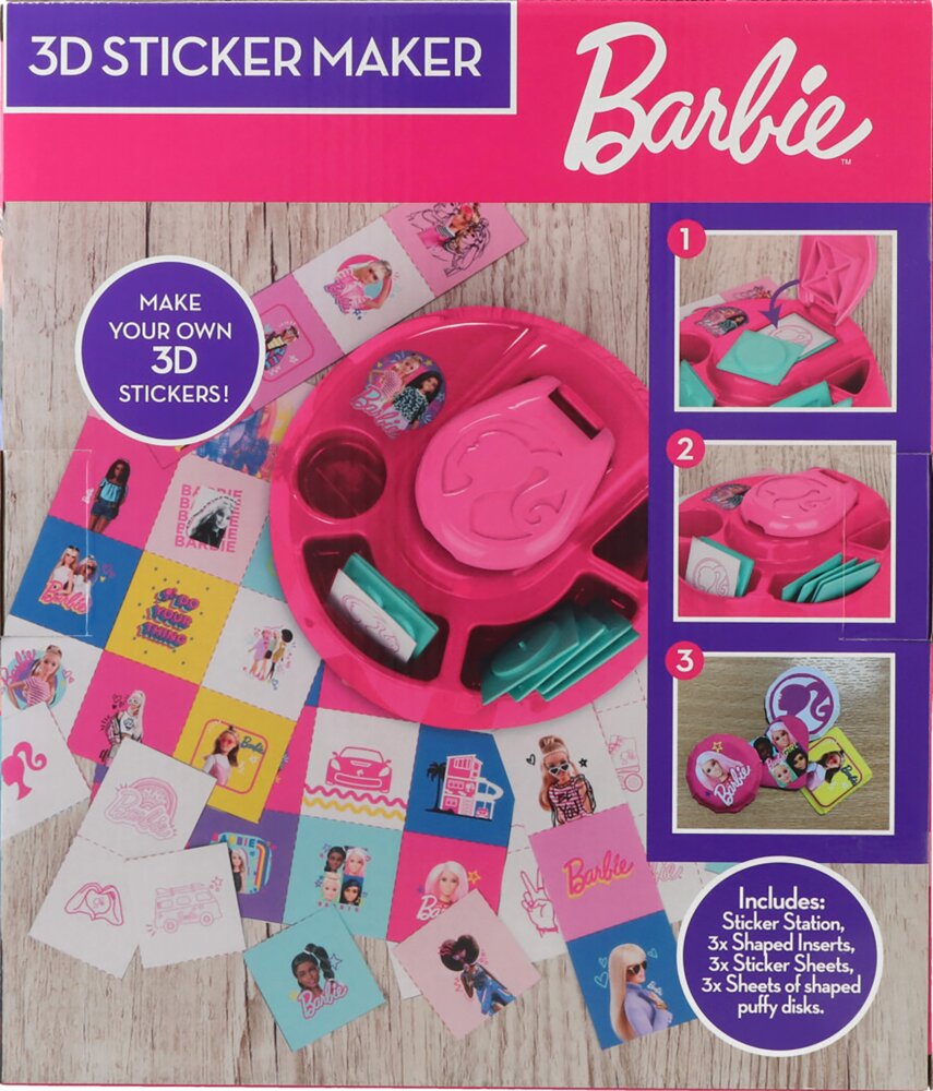 Barbiedukke med Klistermærke-maskine