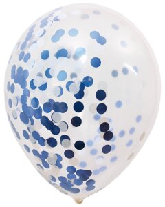 Konfettiballon Ø30 cm 5-pak - blå/hvid