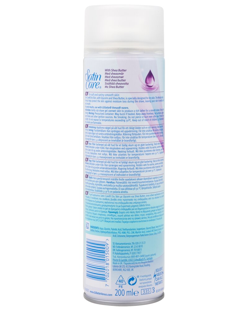 Gillette rakgel Satin Care Dry Skin 200 ml