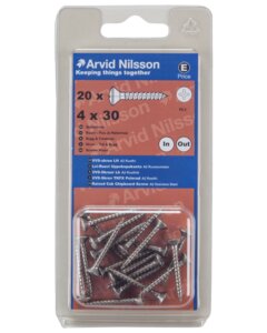 Arvid Nilsson VVS-skrue A2 4 x 30 mm 20-pak