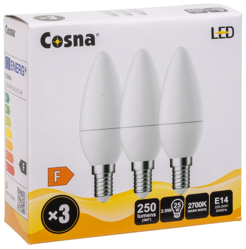 COSNA LED 2,9W E14 C35 3-PACK