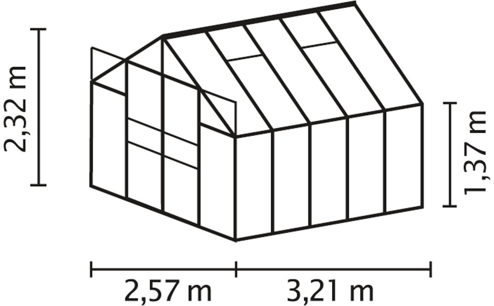 Växthus Mars 8300 svart med sockel 