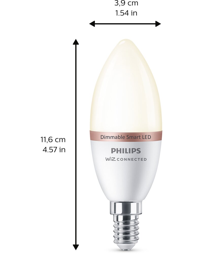 PHILIPS Smart LED-pære 4,9W E14 C37 - Warm White