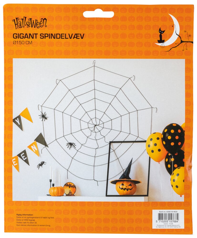 Halloween Kæmpe spindelvæv Ø150 cm