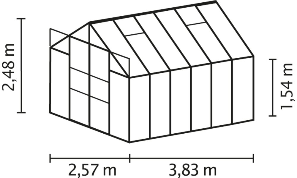 Växthus Uranus 9900 svart/poly med sockel