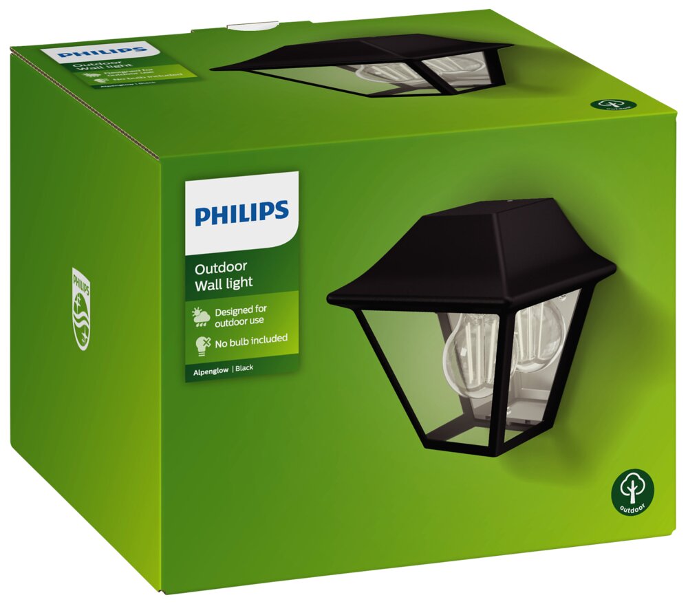 PHILIPS Væglampe Alpenglow E27 180° - sort
